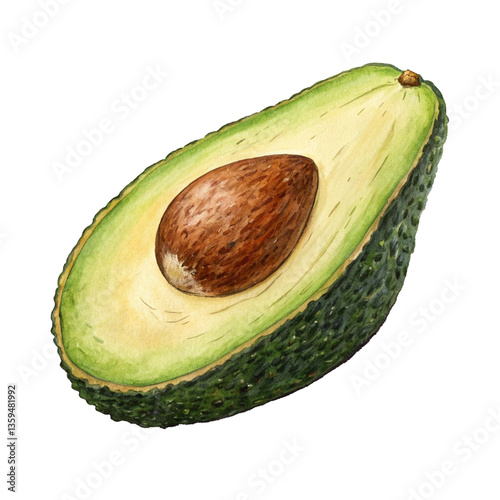 Fresh Avocado Isolated on White Background – High-Quality PNG