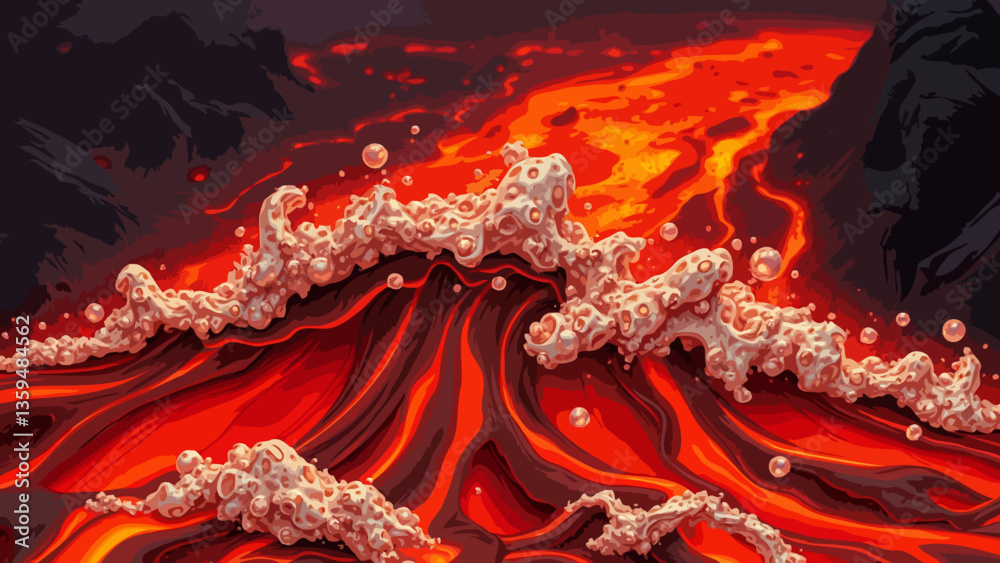 Flowing lava illustration