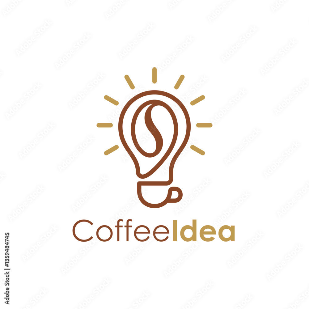 Light bulb coffee cup logo design vector. Smart think coffee logo. Light bulb and cup logo vector. Coffee inside a bulb lamp design idea. Vector illustration. Light bulb coffee cup logo design vector. Smart think coffee logo. Light bulb and cup logo vector. Coffee inside a bulb lamp design idea. Vector illustration.