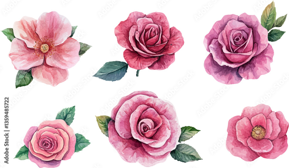 Obraz premium Rose Flower isolated watercolor illustration painting botanical art 