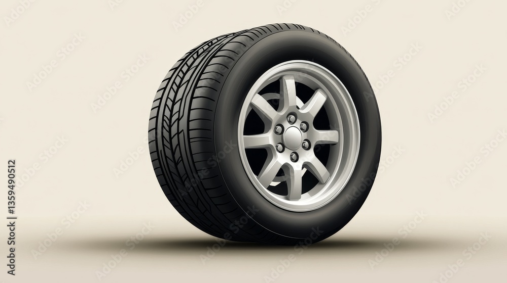 Car tire radial wheel metal alloy on isolated background vector illustration Car tire radial wheel metal alloy on isolated background vector illustration
