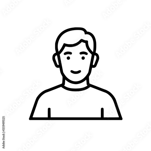 Outline icon of a man's bust with a simple friendly smile Clean and design Minimalist depiction of a person for various applications