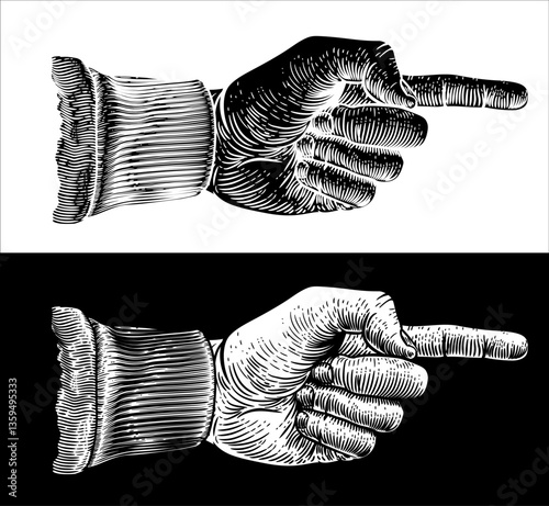 A hand pointing a finger in...