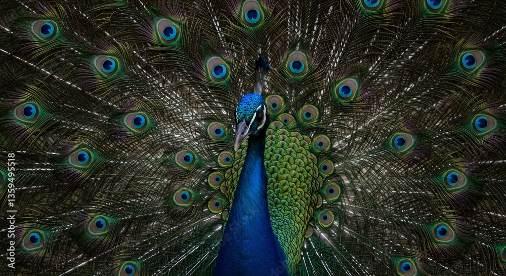 Obraz premium Peacock Displaying Feathers
