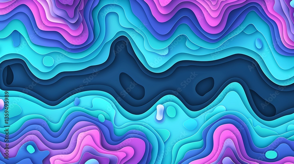 Obraz premium Colorful abstract paper cut layers creating a flowing layered background design
