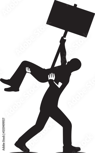 Person lifting protester vector