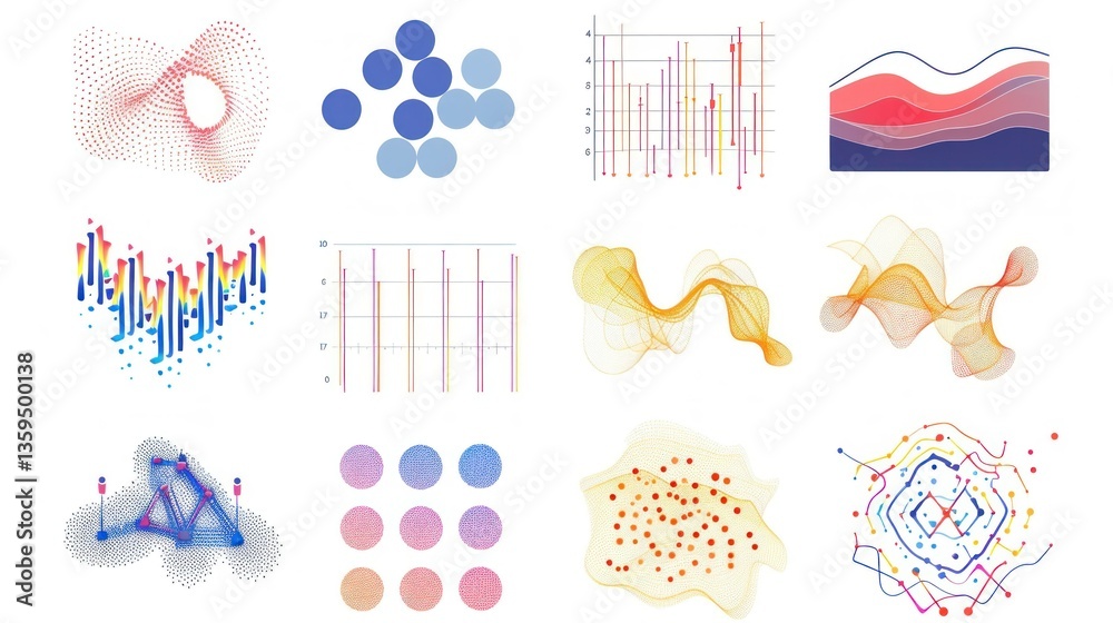Fototapeta premium Visual of machine learning data sets and predictive modeling.