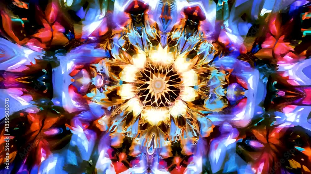 Colorful kaleidoscopic patterns swirling in vibrant display