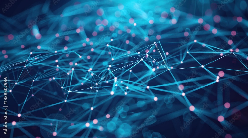 Obraz premium Abstract illustration of a machine learning algorithm with connected nodes