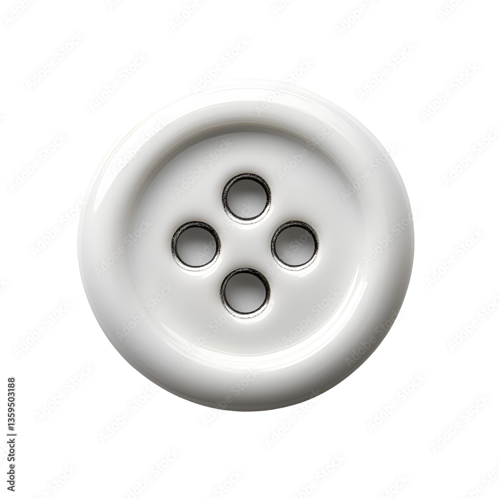 White four hole button detail shot White four hole button detail shot