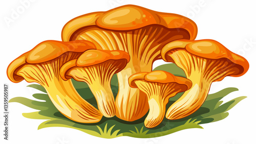 Fresh chanterelle mushrooms isolated on white background