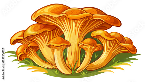 Fresh chanterelle mushrooms isolated on white background