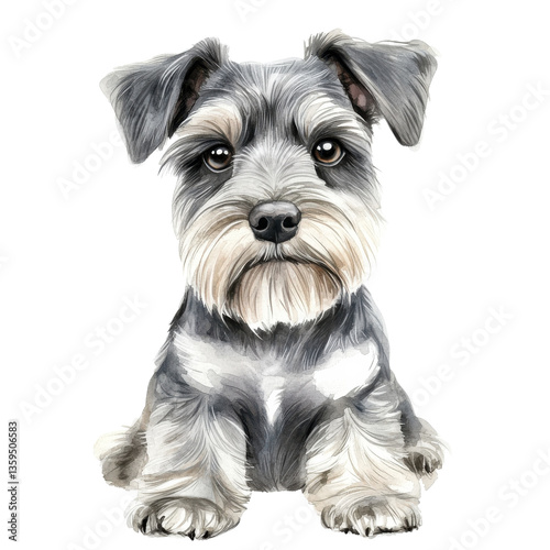 A schnauzer dog portrait on transparent background.