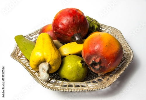 Fotografie Artificial Handmade fruits made out of wood