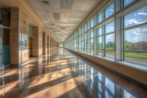 Wallpaper Mural Serene hospital corridor with sunlit windows for healthcare design and architecture projects Torontodigital.ca