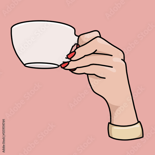 Hand Holding Coffee Mug Illustration