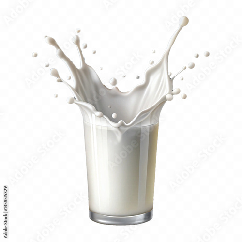 abstract 3d splash of milk or cream with drops isolated on white background