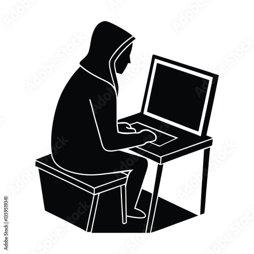Hacker Silhouette Vector.
