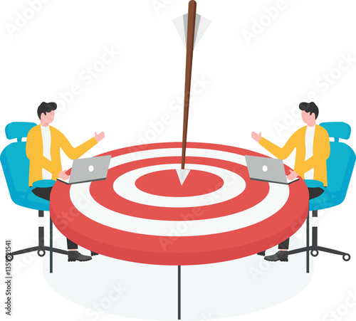 Business people working hard to make money stock illustration

