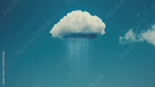 Surreal Scene of a Single Cloud Pouring Rain on an Individual While Surroundings Remain Bright and Sunny, Capturing the Contrast of Weather Conditions