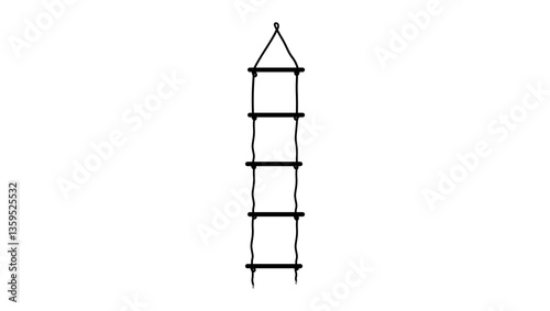 Rope ladder , black isolated silhouette