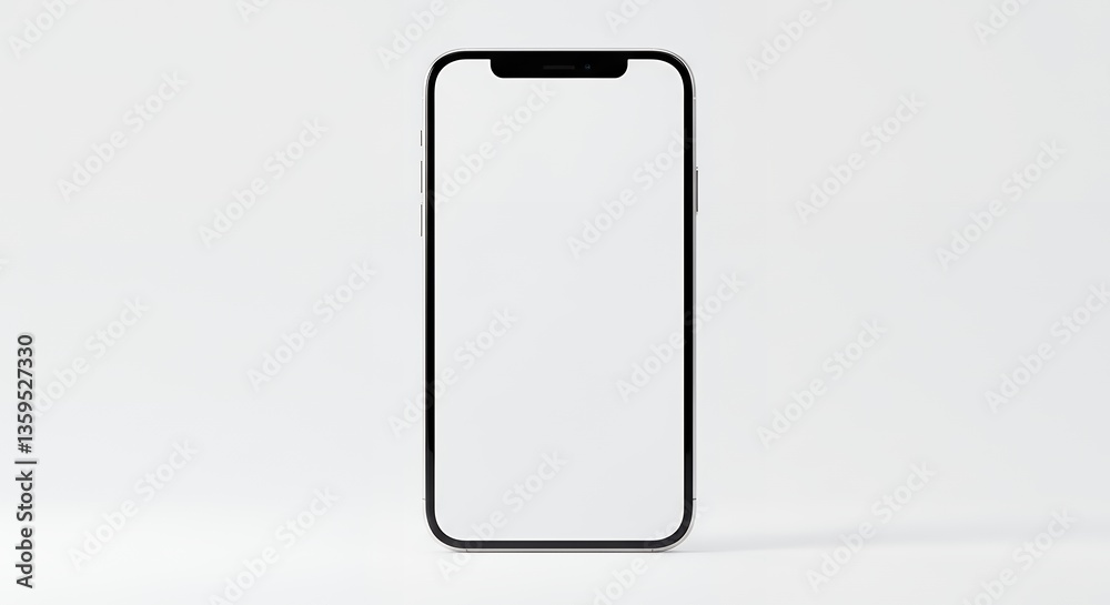 Modern Smartphone Mockup with Blank Screen on White Background for App Presentation or Website Design Modern Smartphone Mockup with Blank Screen on White Background for App Presentation or Website Design