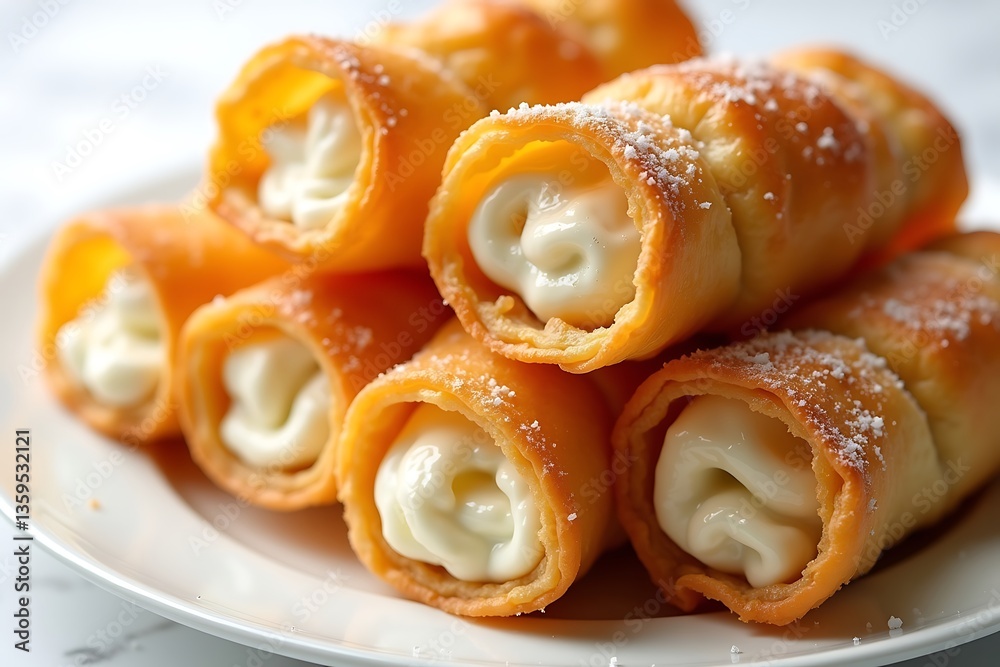 Decadent cream rolls ready to delight pale soft light Decadent cream rolls ready to delight pale soft light