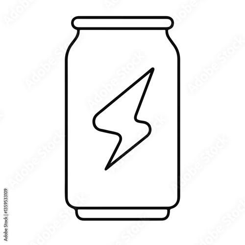 Energy drink can icon in minimalist black and white style  