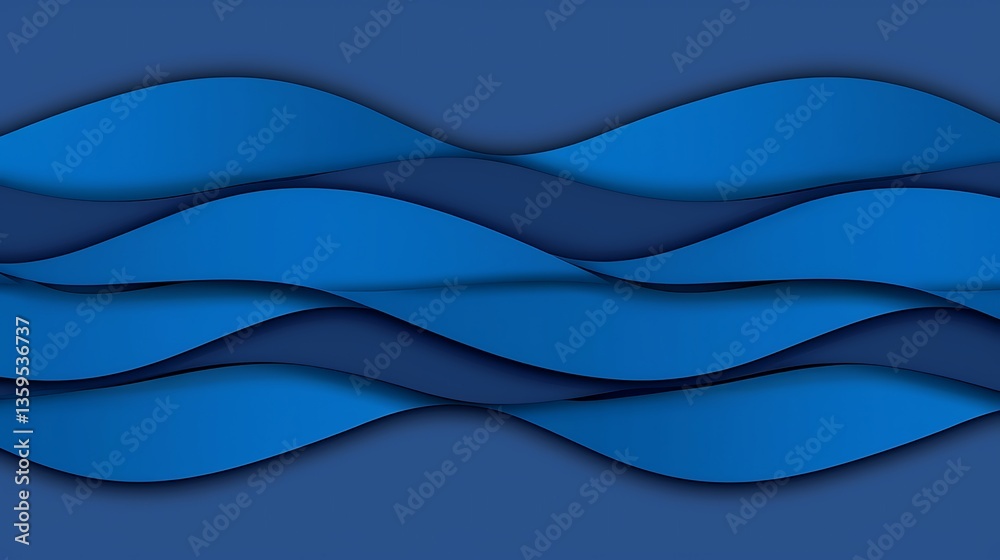 Fototapeta premium Abstract layered blue waves creating a cool and soothing visual display
