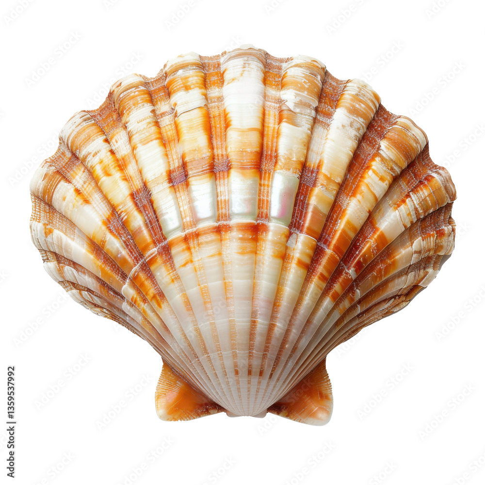 Fototapeta premium Dark brown striped scallop shell isolated PNG 