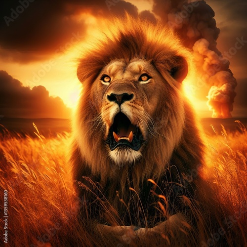 The lionv s inhale is audible across the quiet plain a harbinger