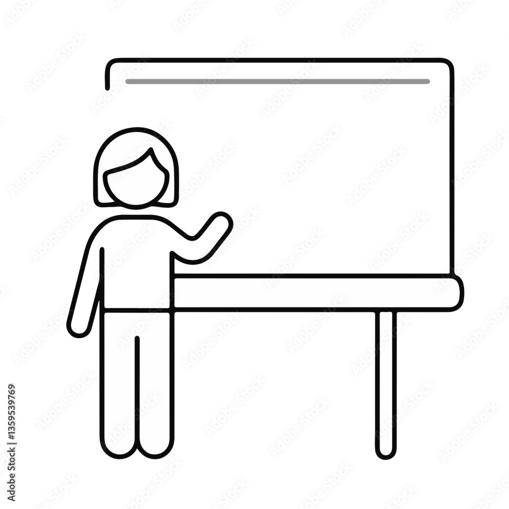 Icon of a person presenting information at a whiteboard Icon of a person presenting information at a whiteboard