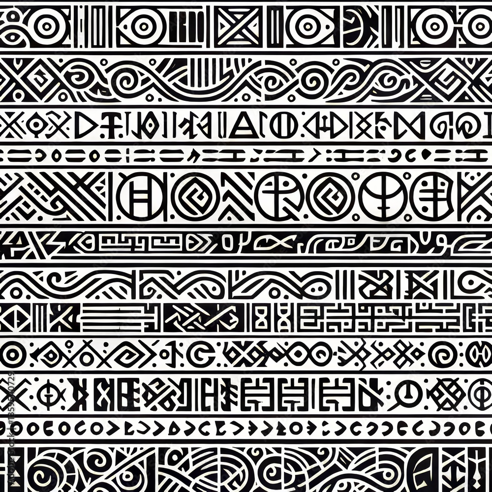 A horizontal band filled with ancient runes or symbols in a line A horizontal band filled with ancient runes or symbols in a line