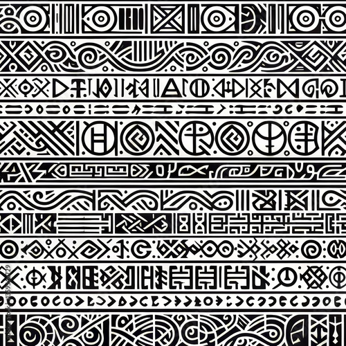 A horizontal band filled with ancient runes or symbols in a line