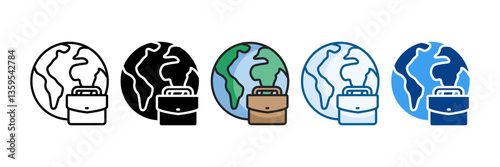 Global Business Icon Set Multiple Style Collection