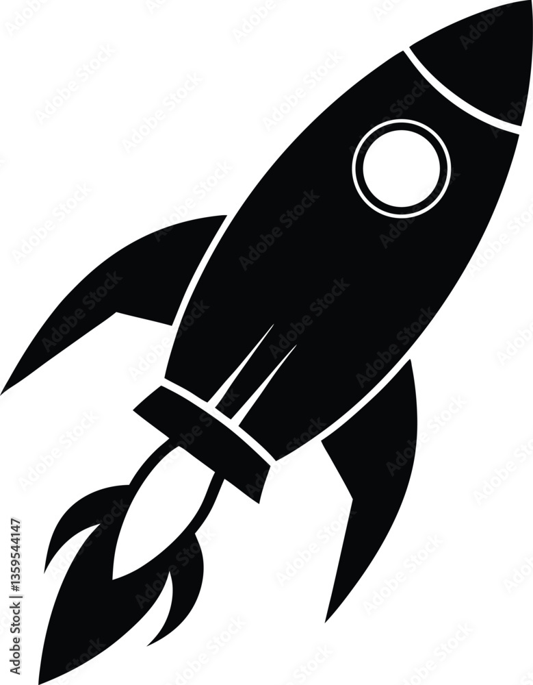 Obraz premium Space Rocket Silhouette Vector Design