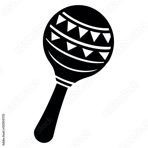 A maracas silhouette on white background. 