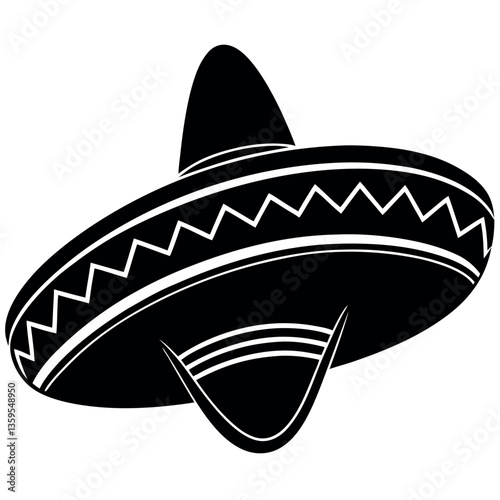 A single sombreros silhouette on white background. 