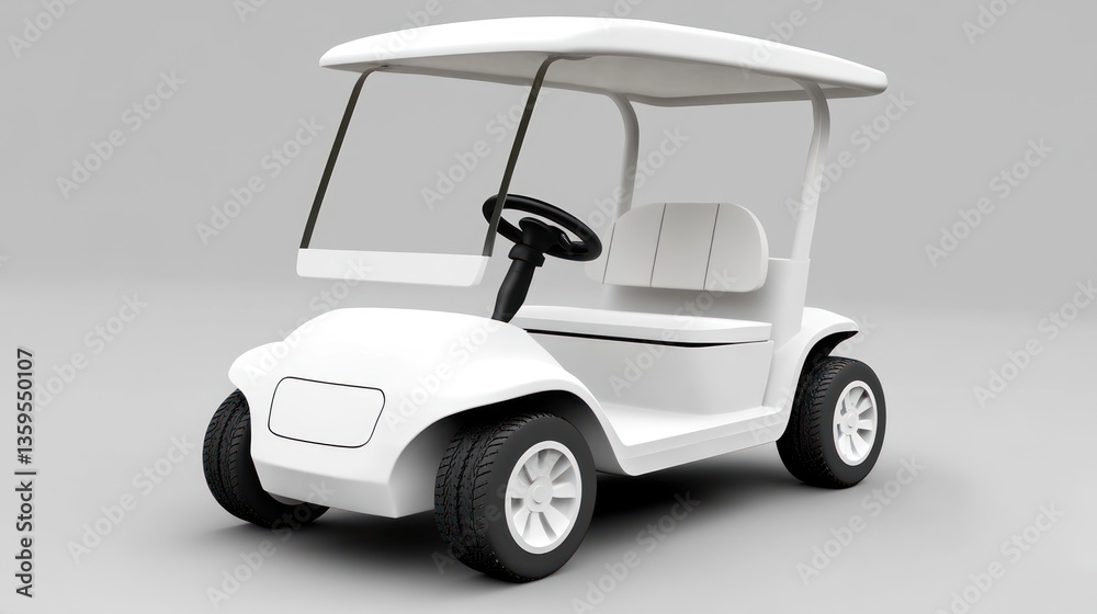 Fototapeta premium White golf cart isolated on grey background.
