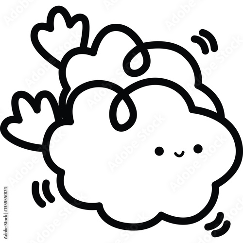 a vector of a cute tempura in black and white coloring