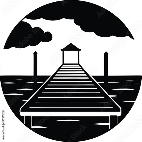 dock black and white silhouette vector design