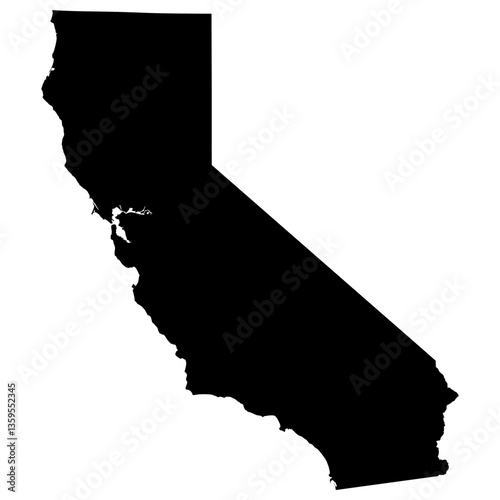 Black Sticker of California Map with Transparent Background
