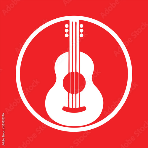 A clean and modern logo of a white ukulele guitar. 