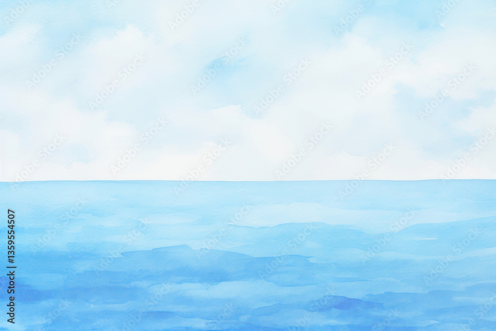 Fototapeta premium Serene watercolor ocean png paint texture overlay, transparent background