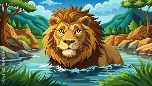 up-close encounter with a wild male tiger in the river, a thrilling glimpse into the world of big cats