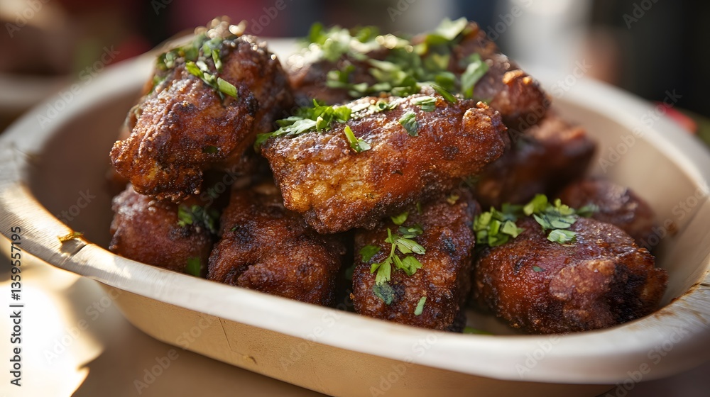 Crispy Fried Chicken Bites Bowl Close Up Food Photography Crispy Fried Chicken Bites Bowl Close Up Food Photography