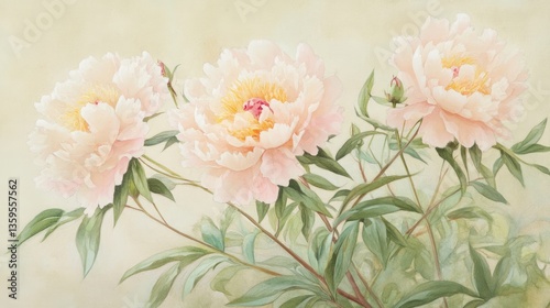 Elegant Watercolor Peonies: A Botanical Masterpiece