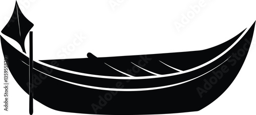 canoe black and white silhouette vector design