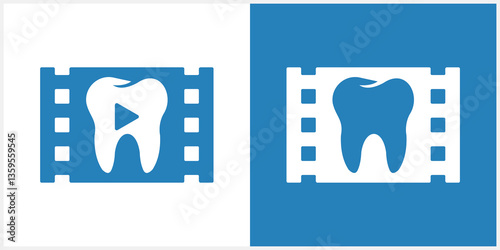dental  with  Media icon logo design, film icon logo design, media film vector logo design