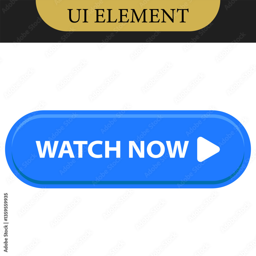 Set of Watch now buttons.Play video buttons in flat style.Watch video.Play now.Web media.Vector.Online translation. Set of vector modern trendy flat buttons for website. UI element.Vector illustration